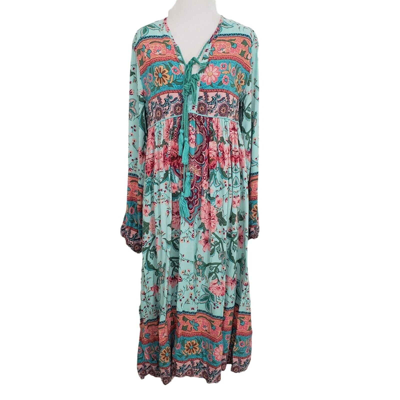 Designer R Vivimos Floral Midi Dress Womens Size Medium Blue Mixed Pr Size M / US 6-8 / IT 42-44 - 1 Thumbnail