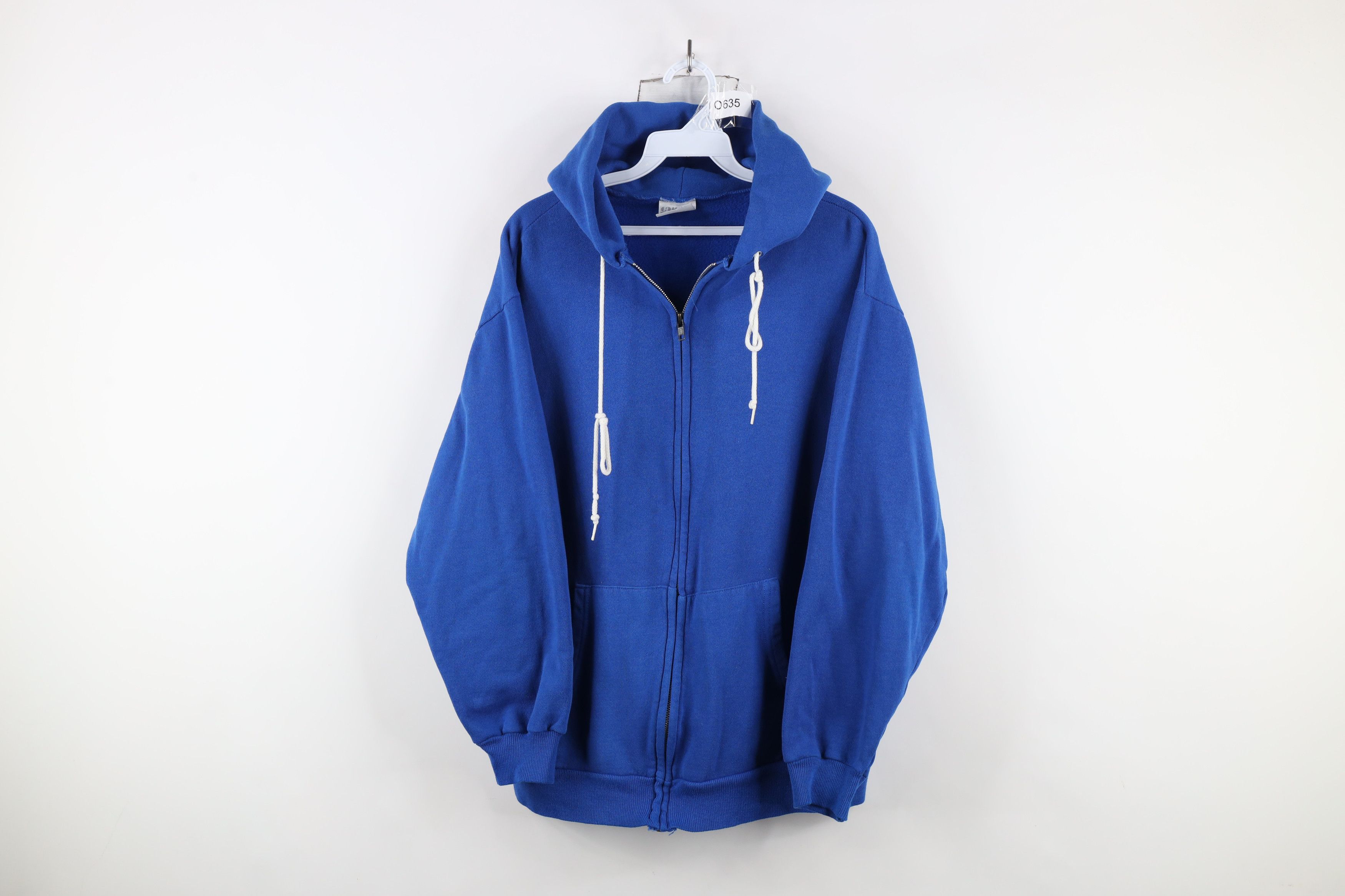 Hanes × Vintage Vintage 80s 90s Hanes Streetwear Full Zip Hoodie Royal USA Size US L / EU 52-54 / 3 - 1 Thumbnail