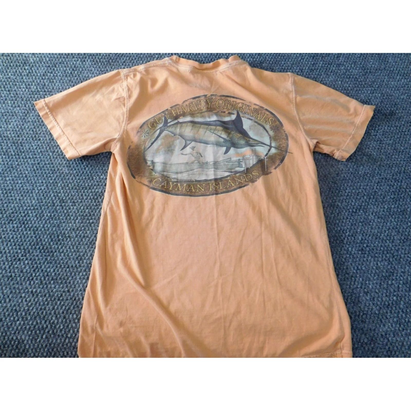 Guy Harvey Guy Harvey Mens Shirt Small Peach logo fish Classic fit Beach Short Sleeve Crew Neck Cotton T-Shirt Orange logo Mens S Regular Beach 90s? Size US S / EU 44-46 / 1 - 7 Thumbnail