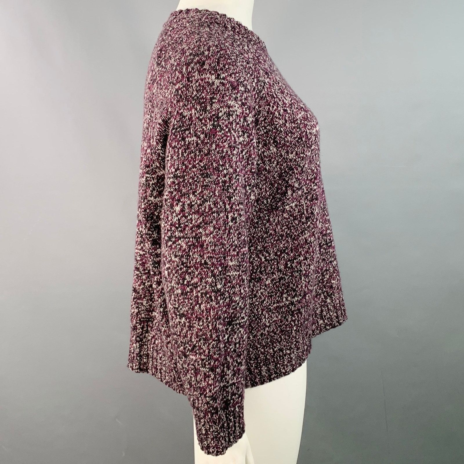 Jil Sander JIL SANDER Purple Black White Wool Melange Boxy Sweater Size XL / US 12-14 / IT 48-50 - 4 Thumbnail