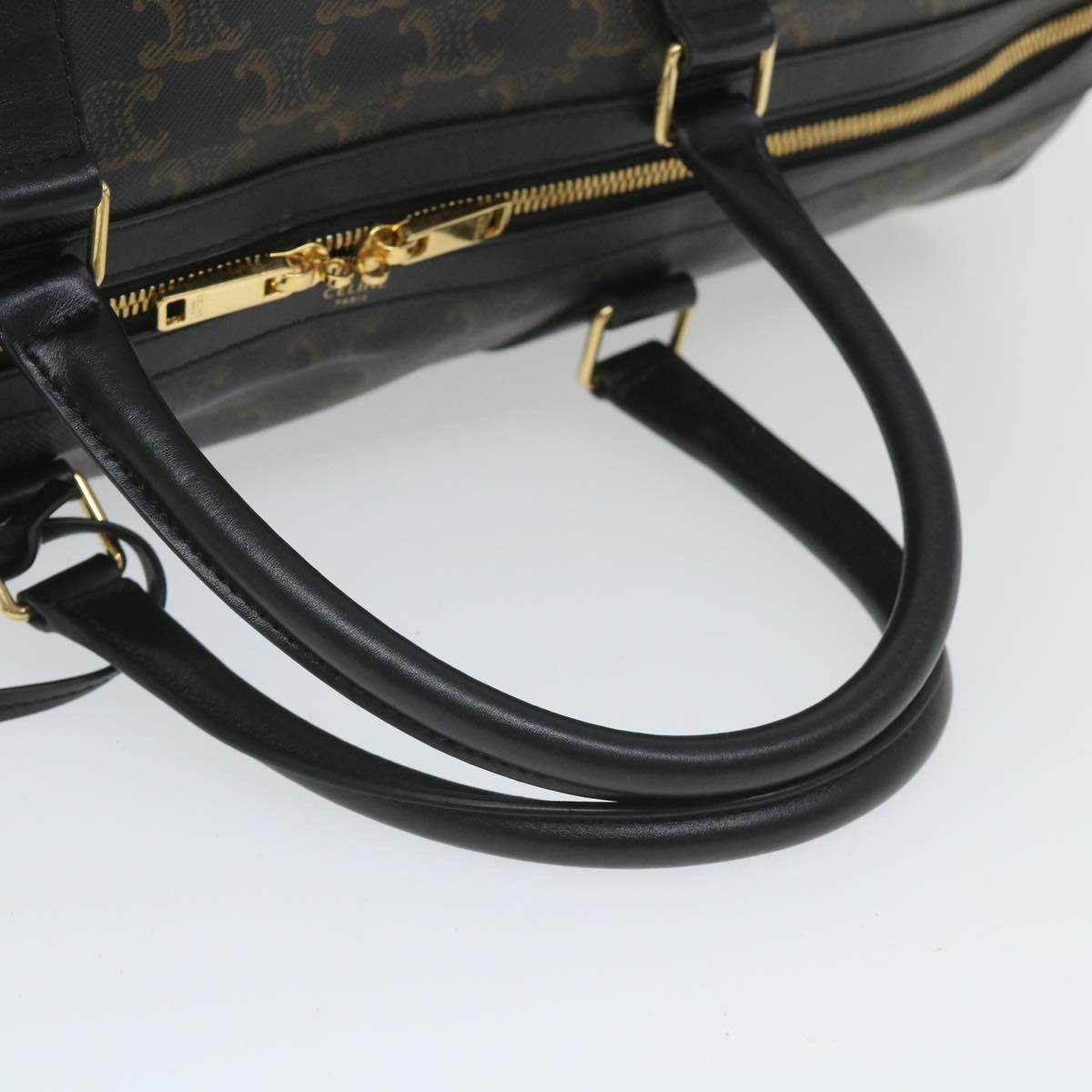 Celine CELINE Triomphe Canvas Boston Bag Pvc Leather Black Size ONE SIZE - 7 Thumbnail