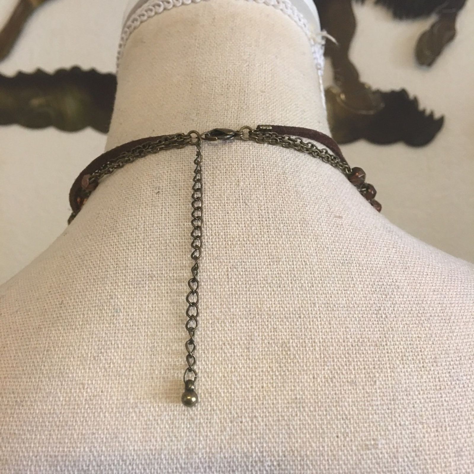 Jewelry Triple strand leather chain bead amulet necklace Size ONE SIZE - 4 Thumbnail