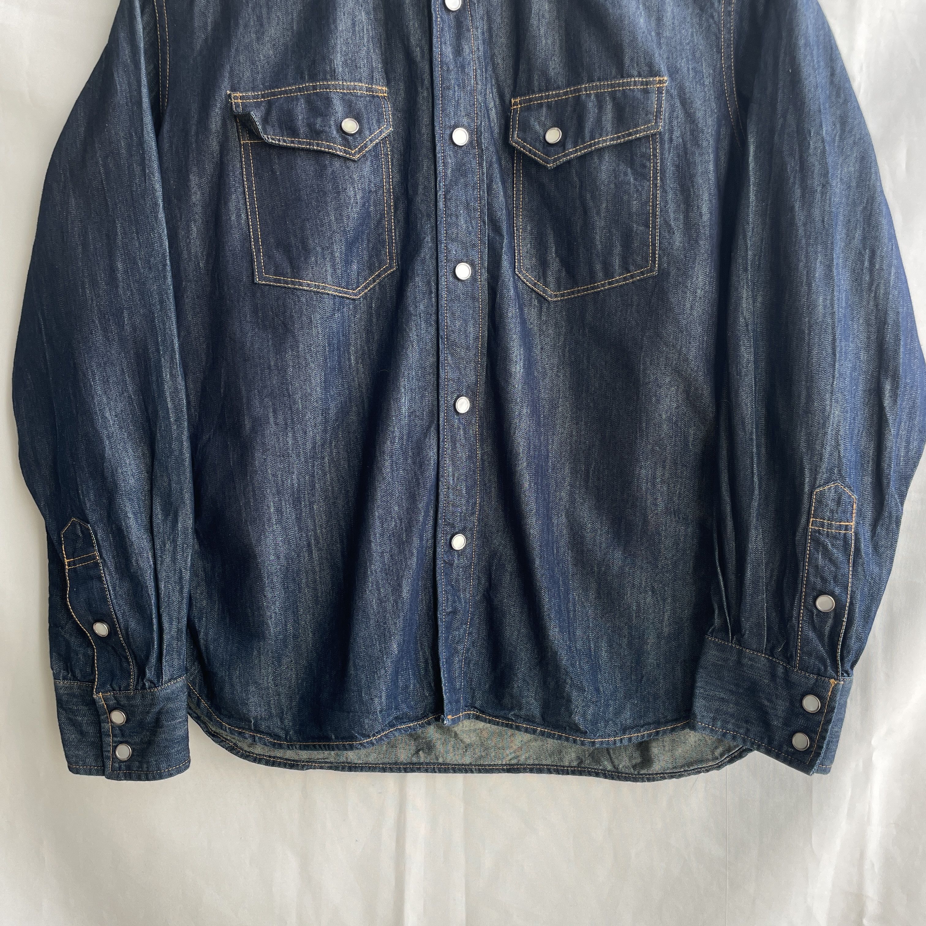 The Flat Head RJB The Flat Head Cotton Silk Denim Western Snap Button Shir Size US XS / EU 42 / 0 - 4 Thumbnail