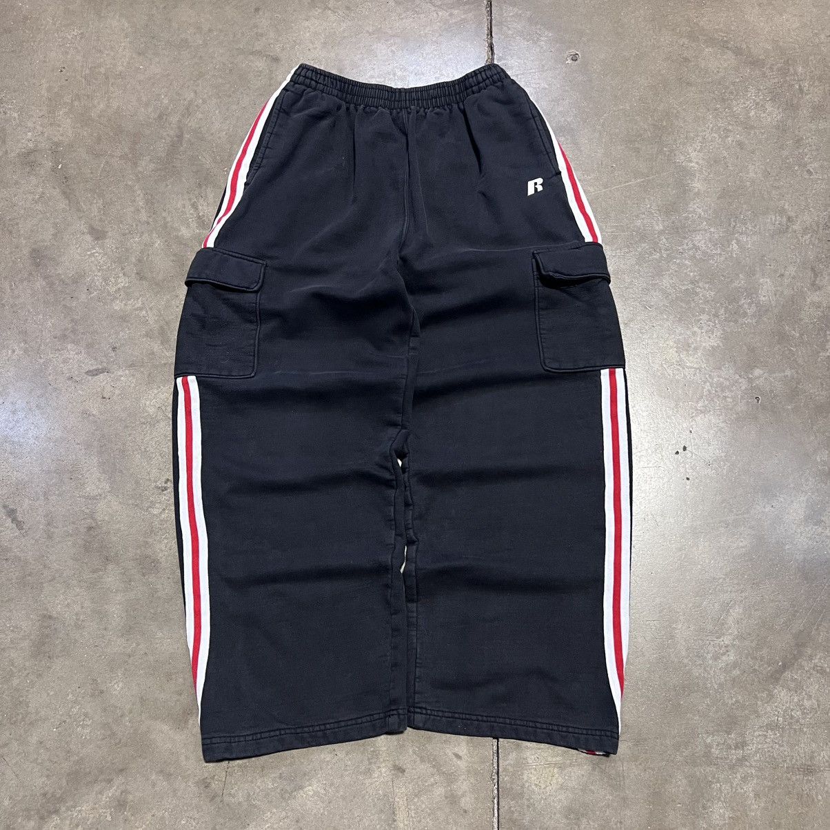 Russell Athletic × Vintage Vintage Y2K Russell Athletic Baggy Sweatpants Striped Cargo Size US 27 - 1 Thumbnail