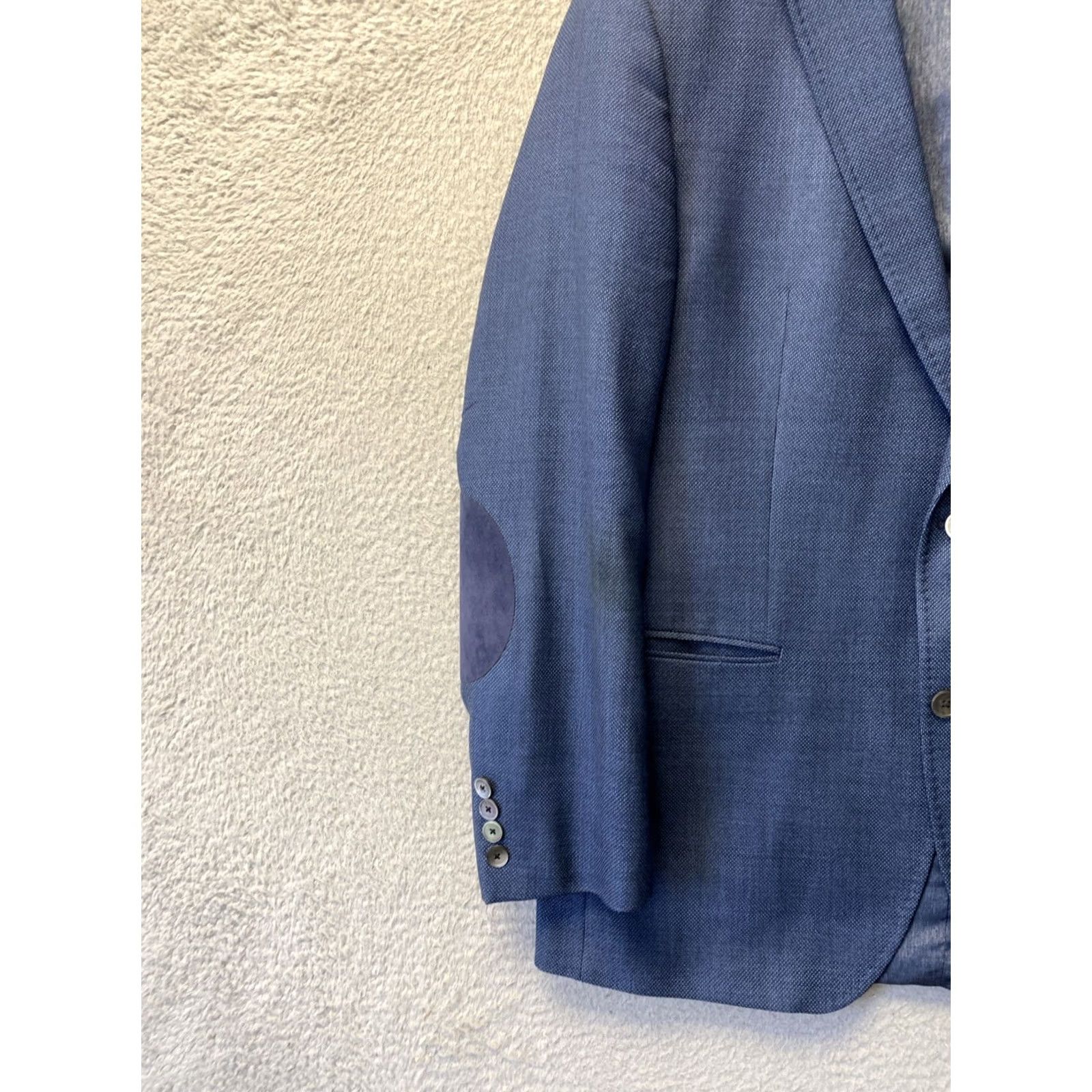 Hugo Boss HUGO BOSS Blazer Suit Jacket Mens 44R Blue Wool /0730 Adult Regular Slim 2-Button Single-Breasted Formal Travel Wedding Party/Cocktail Business Mens Size 44R - 4 Thumbnail