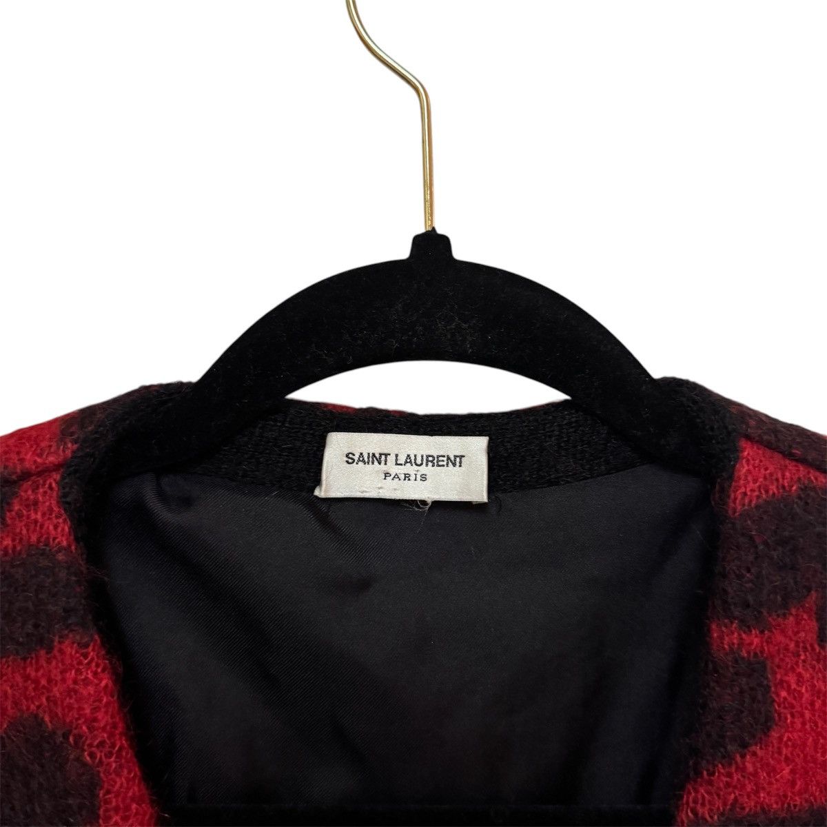 Saint Laurent Paris Saint Laurent Paris Red & Black Leopard Heart Print Wool Moh Size M / US 6-8 / IT 42-44 - 4 Thumbnail