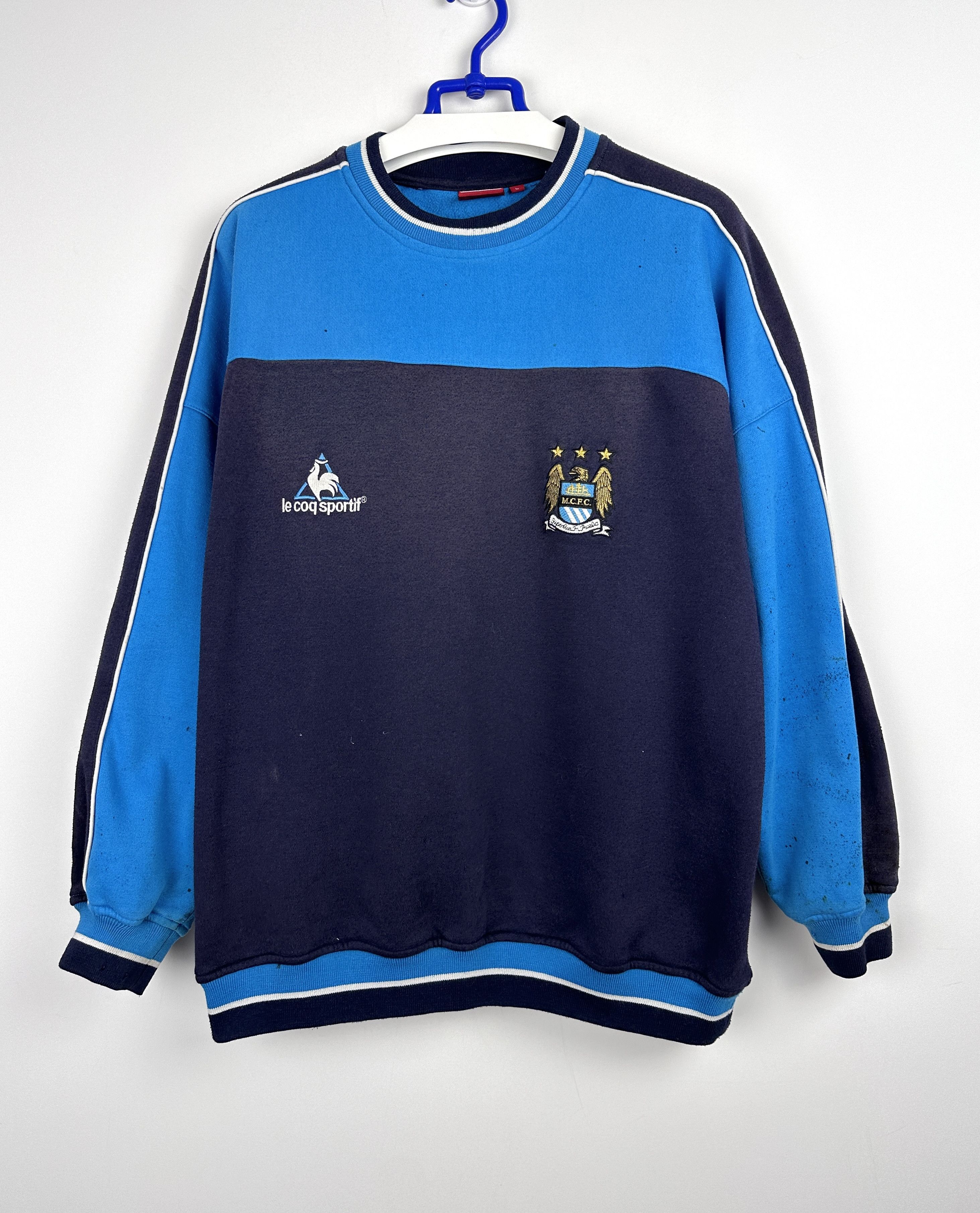 Le Coq Sportif Vintage Le Coq Sportif Manchester City football sweatshirt Size US L / EU 52-54 / 3 - 1 Thumbnail