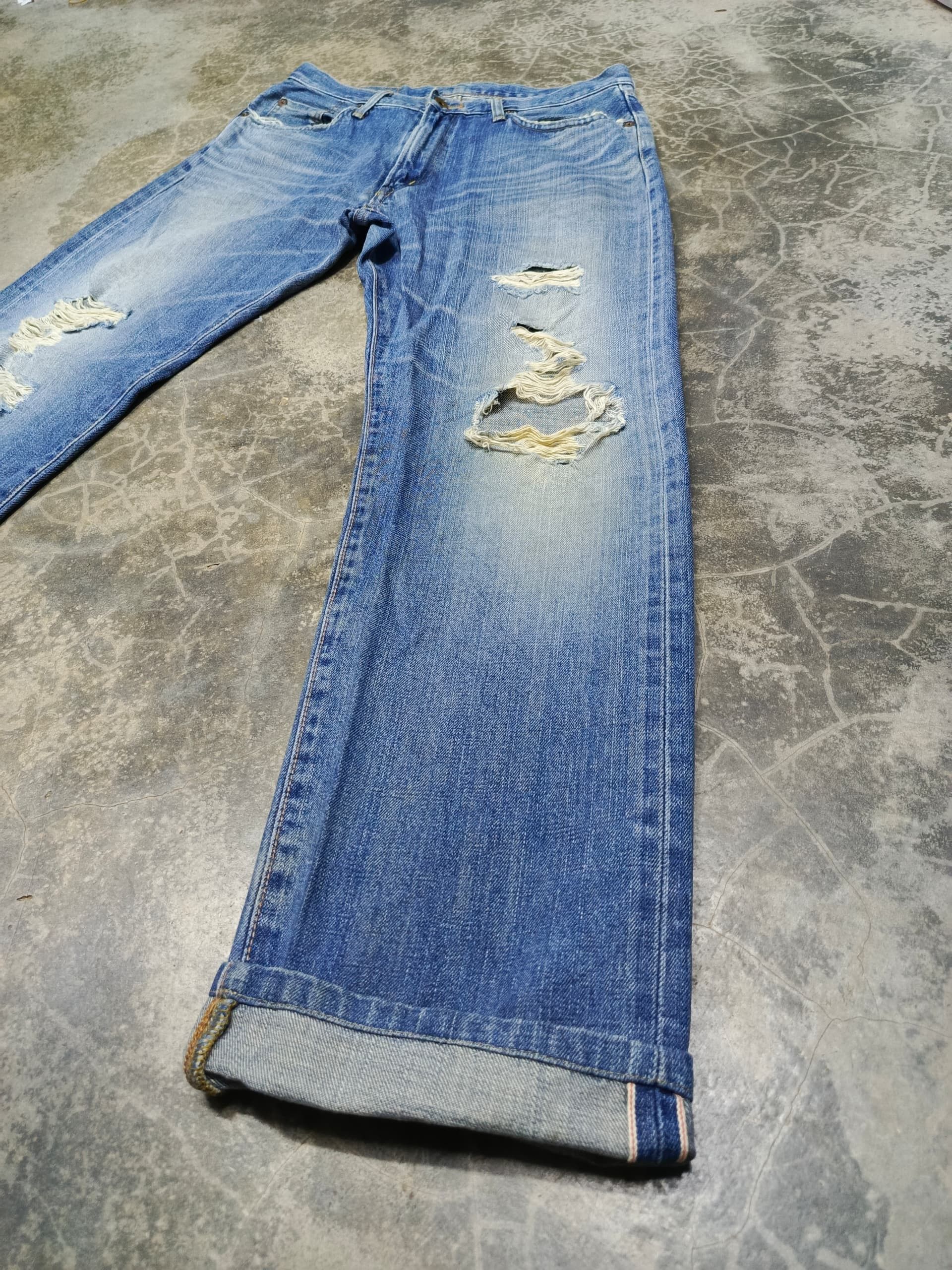 Tornado Mart Vintage edwin distressed 505XX selvedge jeans Size US 32 / EU 48 - 2 Thumbnail