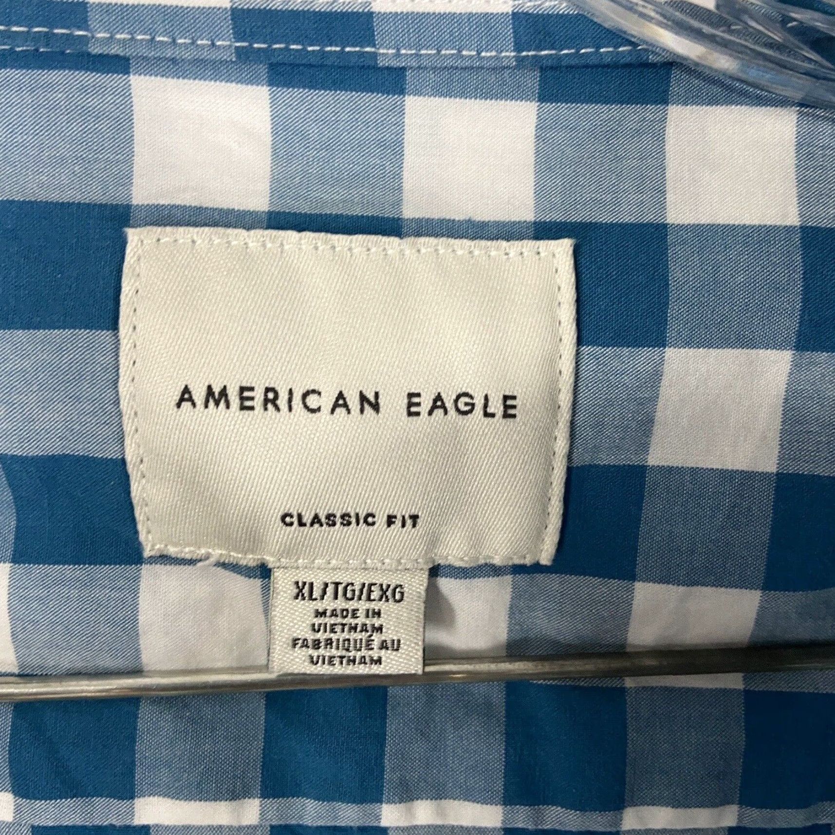 American Eagle Outfitters American Eagle Button-Up Long Sleeve Shirt XL Men’s Classic Fit Blue Checker Multicolor Size US XL / EU 56 / 4 - 6 Thumbnail