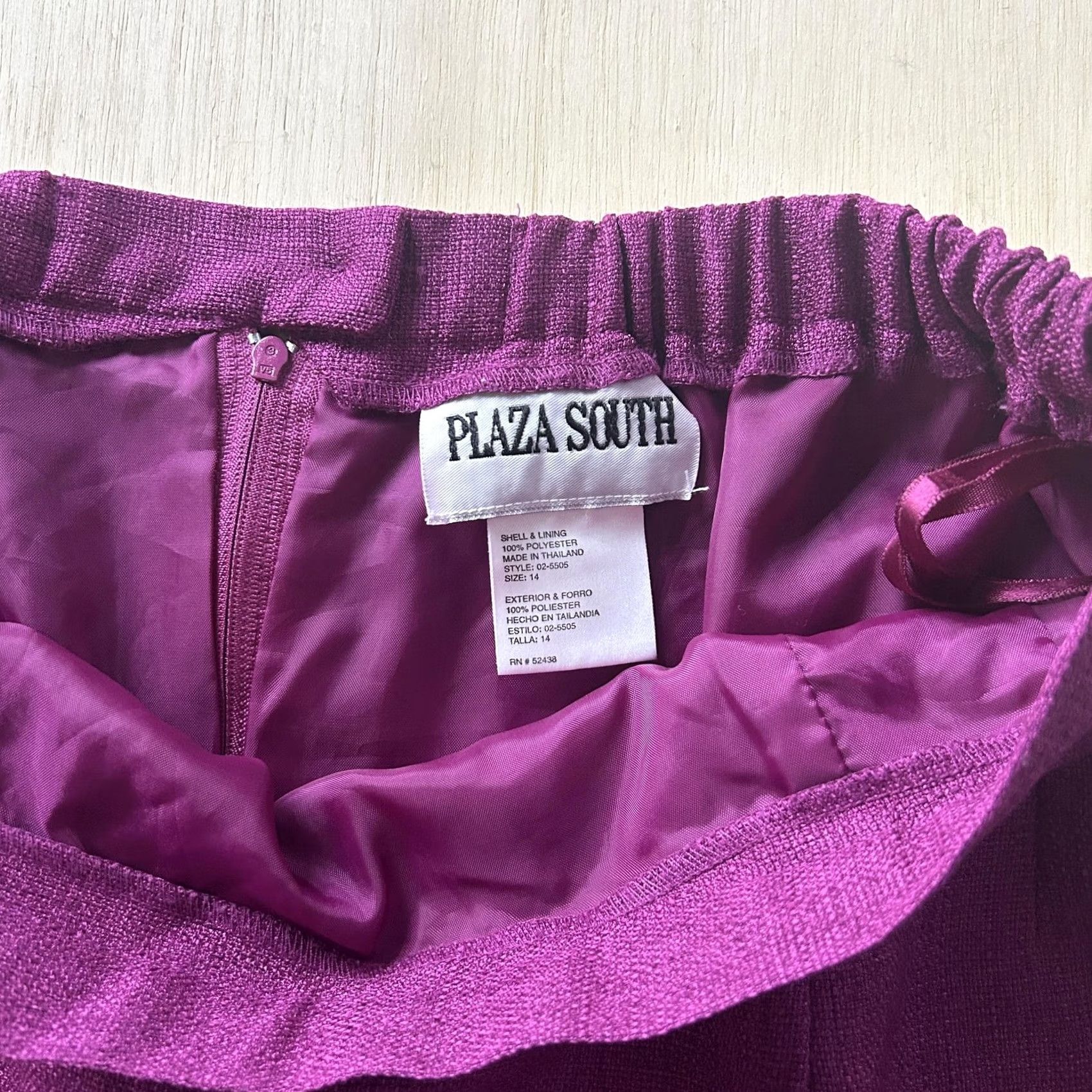 Vintage Plaza South Purple Long Pencil Skirt Womens 16 Elastic Waist Lined Back Zip Office Workwear Size 38" / US 16 / IT 52 - 3 Thumbnail