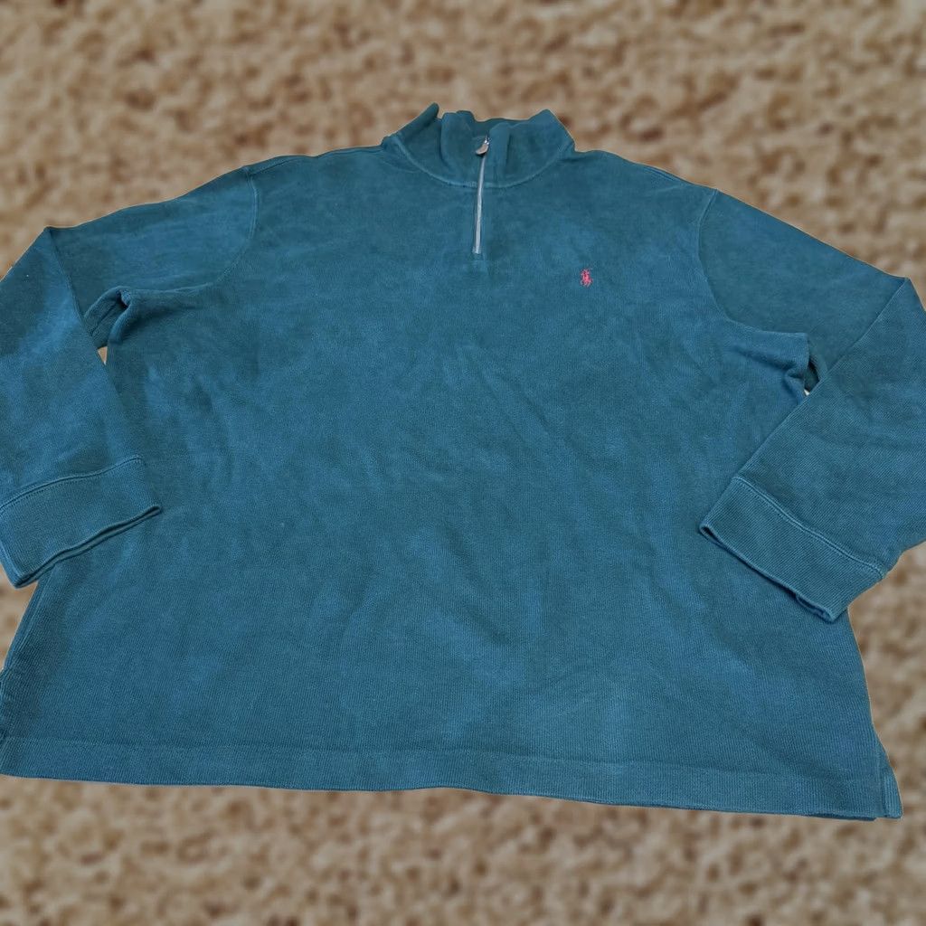 Polo Ralph Lauren Polo Ralph Lauren Mens 2XL Green Cotton Sweater Mock Neck Pullover Size US XXL / EU 58 / 5 - 1 Thumbnail
