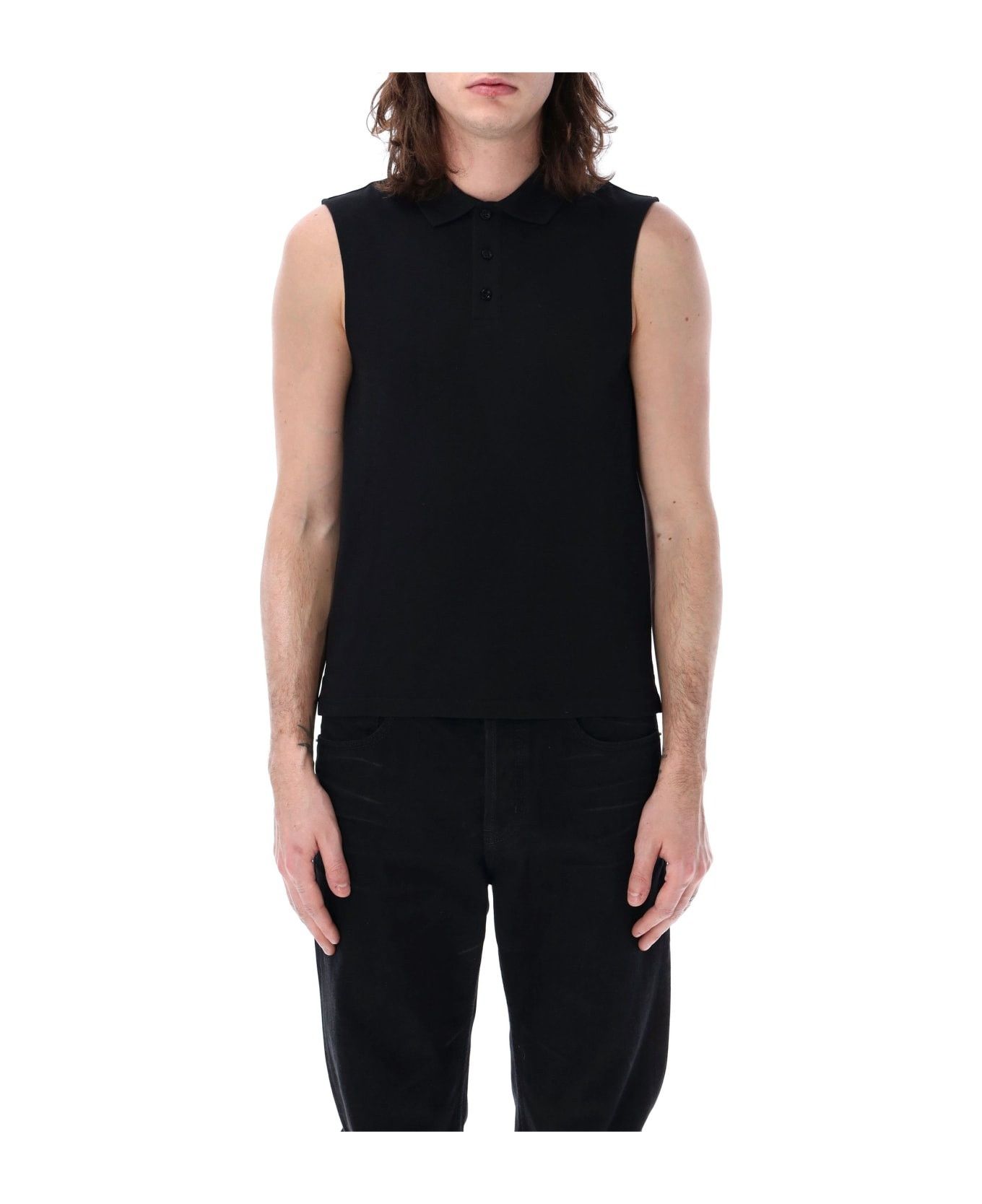 Saint Laurent Paris o1s1wg110325 775377 Cassandre Polo Tank Top Piqué in Black Size US S / EU 44-46 / 1 - 3 Thumbnail