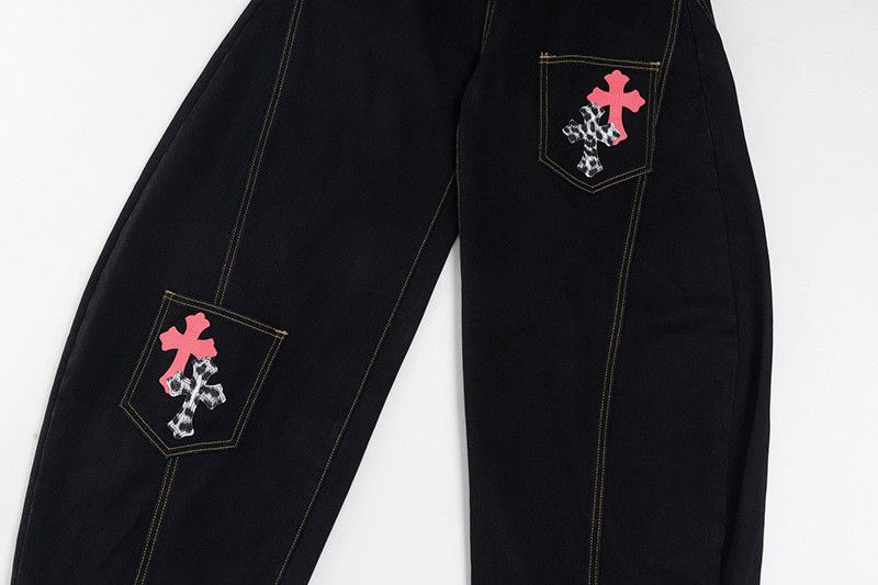 Jean Men's American Retro Cross-Embroidered Curved-Leg Jeans Size US 32 / EU 48 - 4 Thumbnail