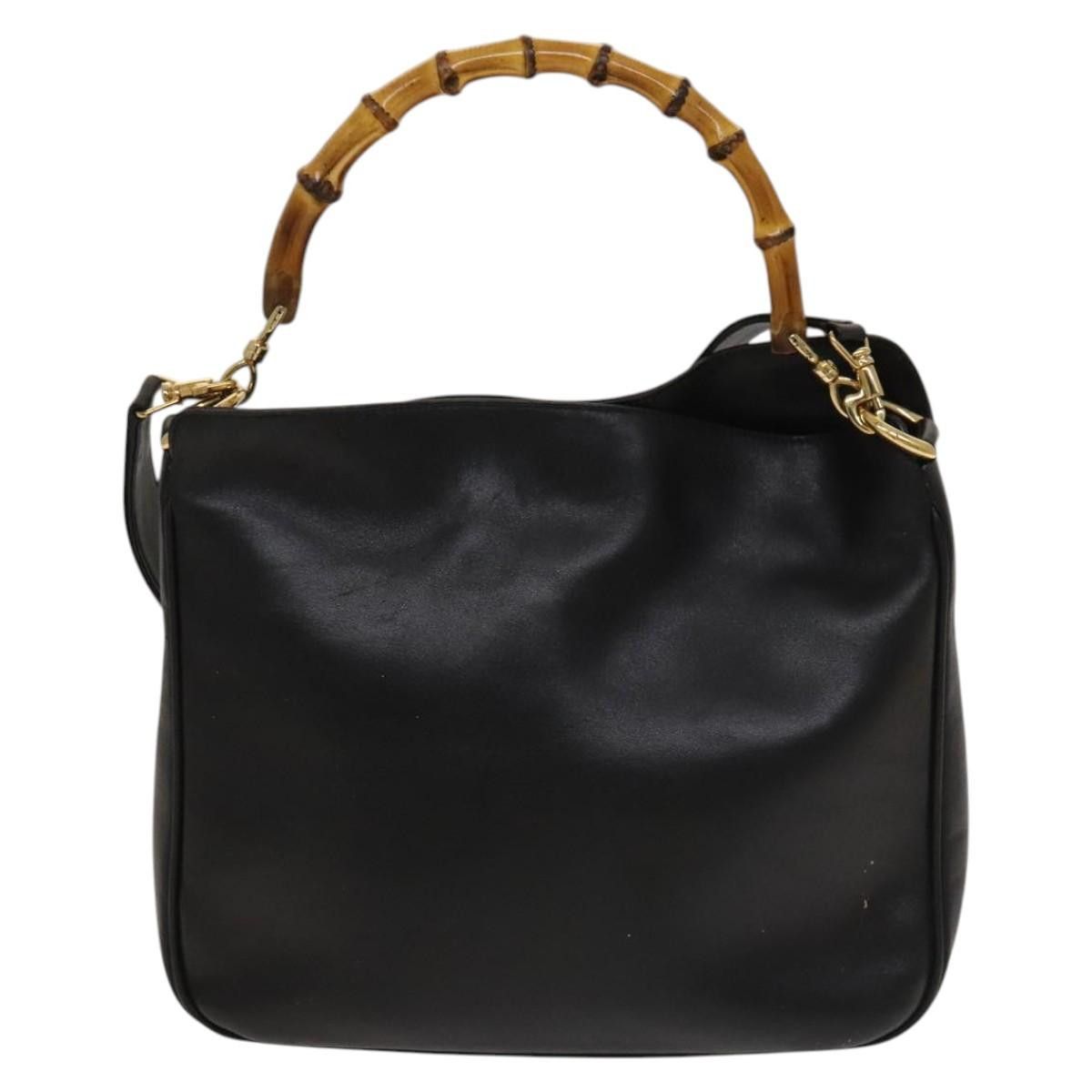 Gucci GUCCI Bamboo Handbag Leather Black Gold 001 001 Size ONE SIZE - 3 Thumbnail