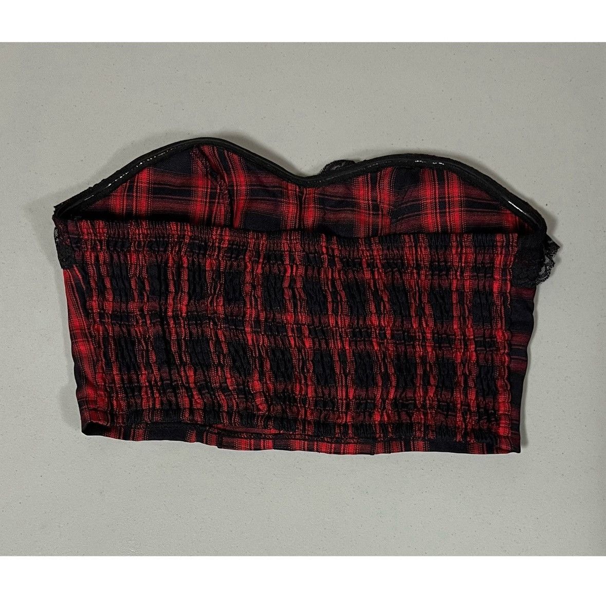 Vintage Black Red Plaid Checkered Lace Shirt Blouse Top Size S ♥️✨ Size S / US 4 / IT 40 - 6 Thumbnail