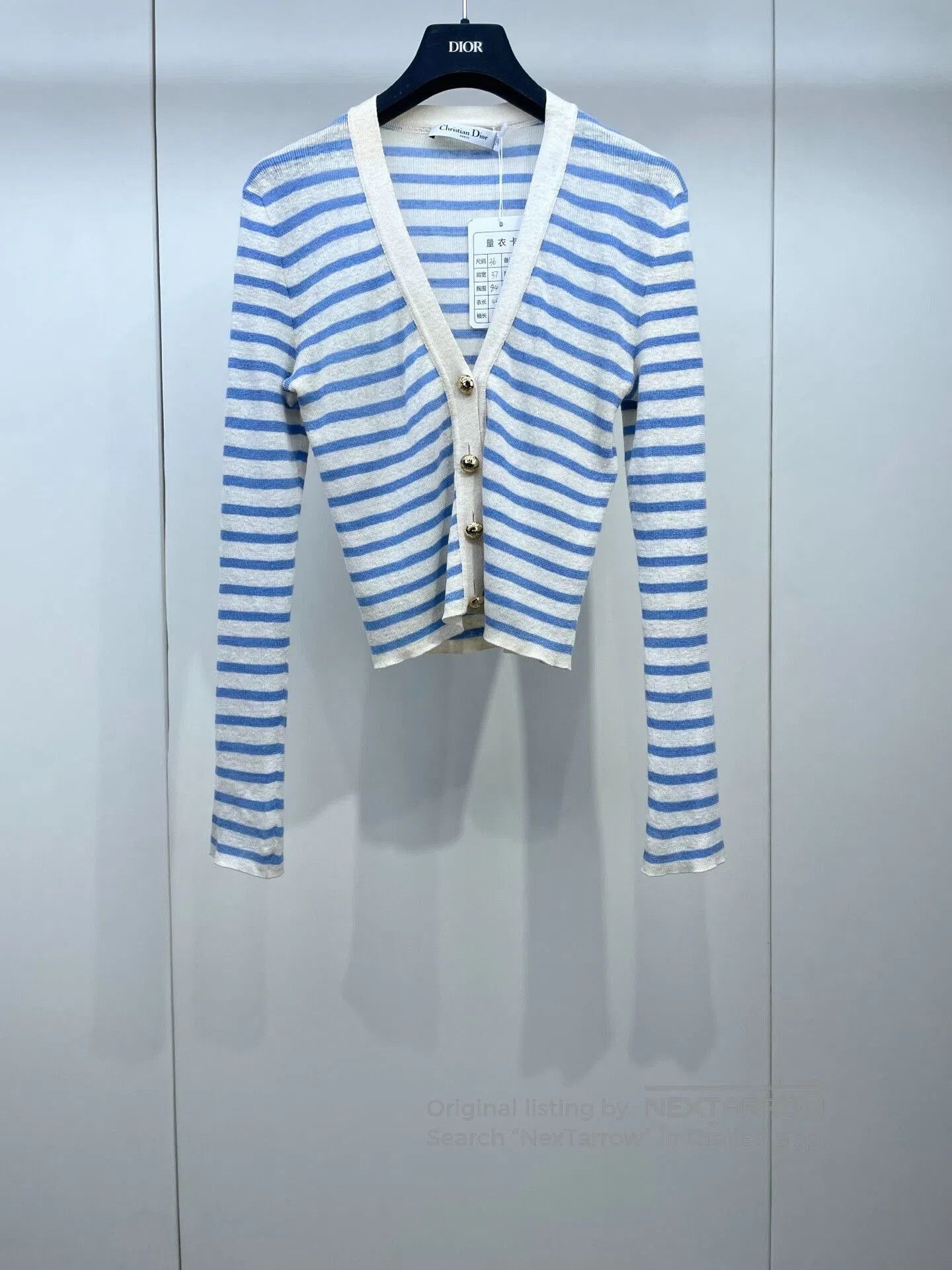 Dior Dior Blue White Striped Knit Cardigan. Size XS / US 0-2 / IT 36-38 - 1 Thumbnail