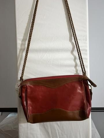 Designer Stylish Red and Brown Leather Handbag Size ONE SIZE - 1 Thumbnail
