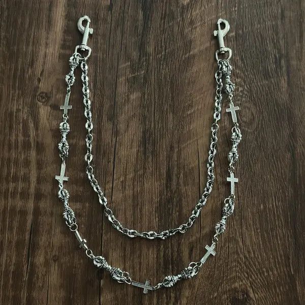 Jewelry Silver Cross Chain Wallet Chain, Gothic Punk Accessory Size ONE SIZE - 4 Thumbnail