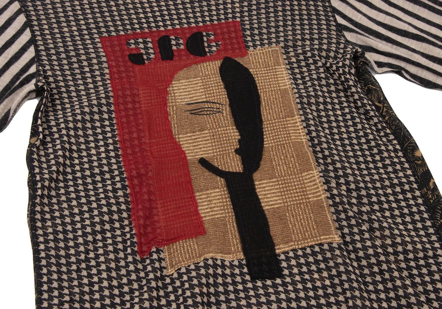 Jean Paul Gaultier Mask Patch Striped Sleeve Power Net Cutout Top Multi Size US M / EU 48-50 / 2 - 6 Thumbnail