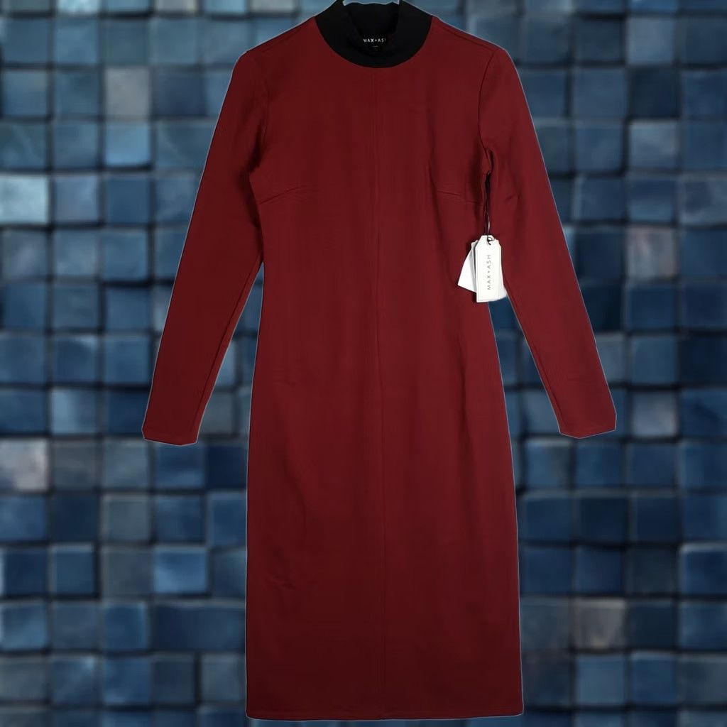 ASH MAX+ ASH Dress Women's Long Sleeve Ruby Cowl Neck A-Line Above Knee Size M NEW Size M / US 6-8 / IT 42-44 - 1 Thumbnail