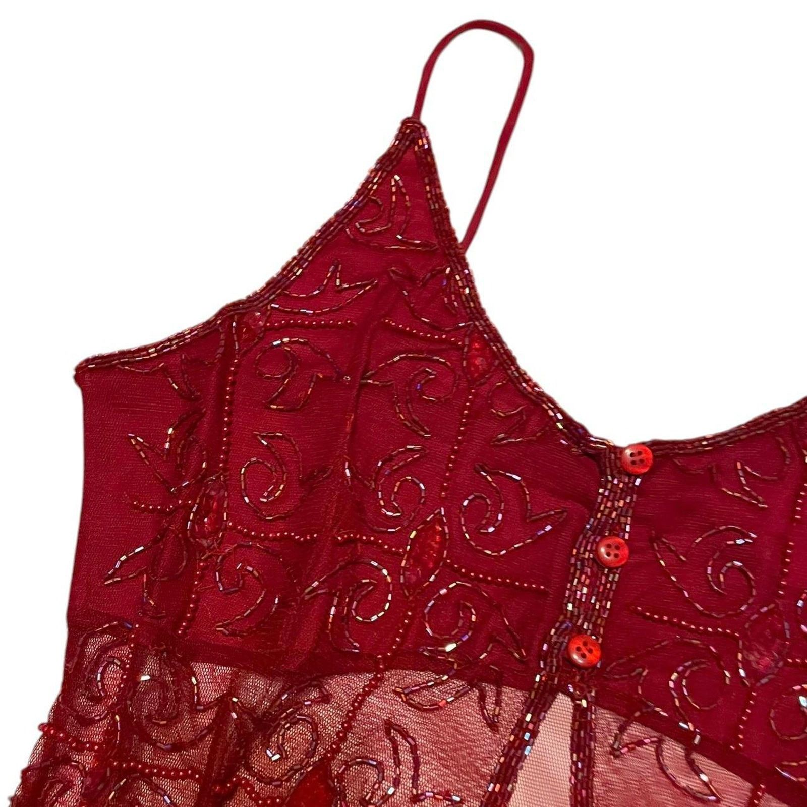 Madness Deadstock VTG Y2K 90s fairy gothic sheer red mesh tank top Size S / US 4 / IT 40 - 4 Thumbnail