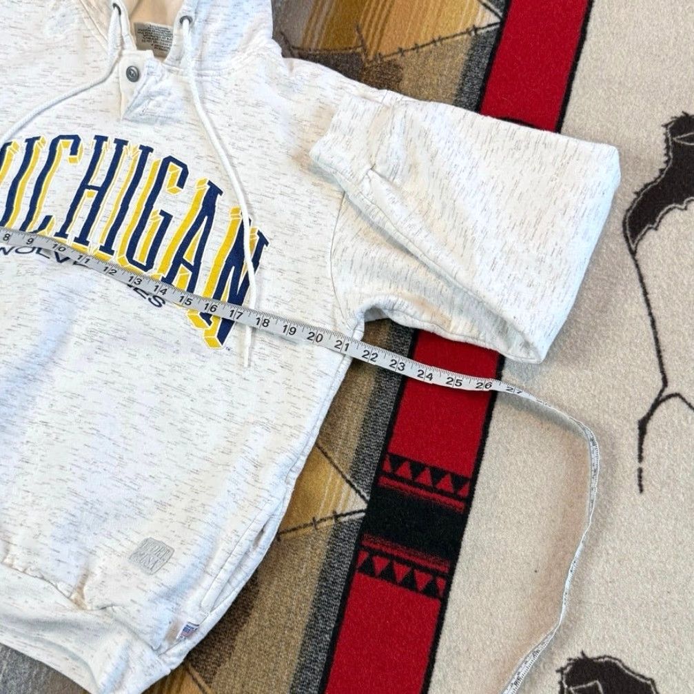 Vintage VINTAGE 90s University Of Michigan Wolverines Hoodie Sweatshirt Women L Gray Pullover Size L / US 10 / IT 46 - 7 Thumbnail
