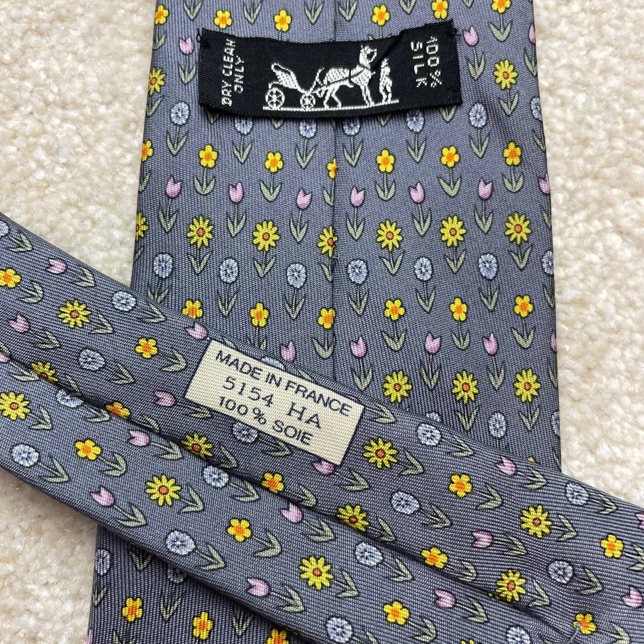 Hermes Hermes Paris Silk Tie 5154 HA Flowers Size ONE SIZE - 3 Thumbnail