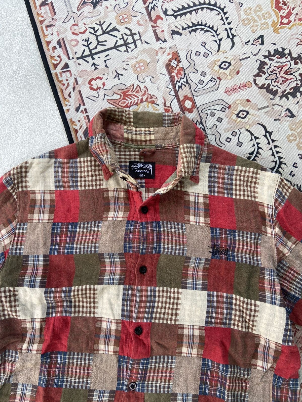Vintage Vintage Stussy Patchwork tartan shirt Size US M / EU 48-50 / 2 - 2 Thumbnail