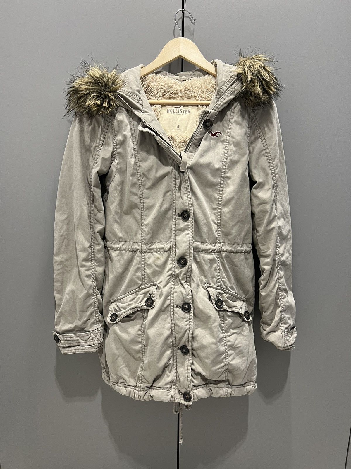Hollister Hollister Y2K Womens Hooded Utility Coat Sherpa Lined Jacket Size M / US 6-8 / IT 42-44 - 7 Thumbnail