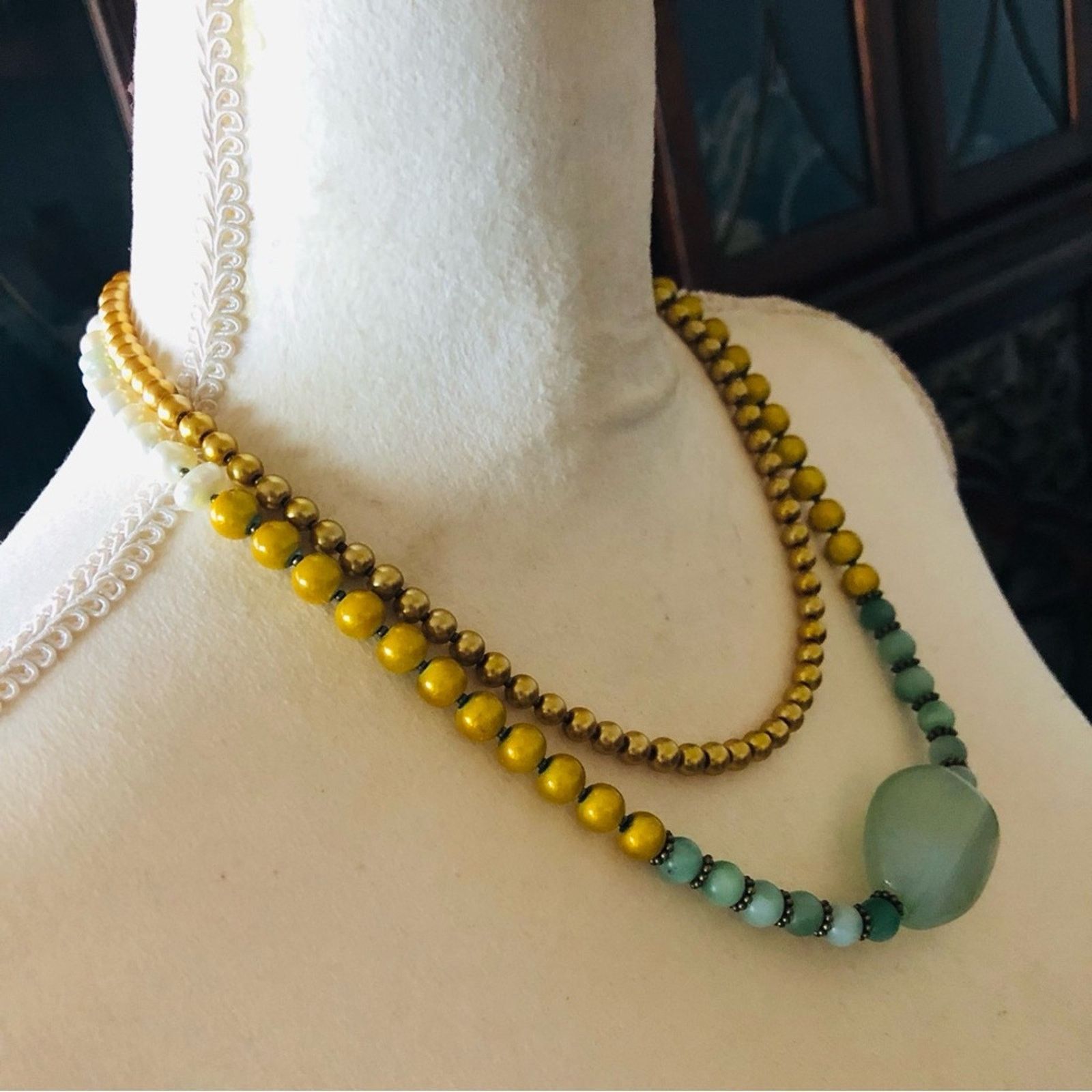 Handmade Handcrafted repurpose double strand mixed bead Pearl necklac Size ONE SIZE - 3 Thumbnail