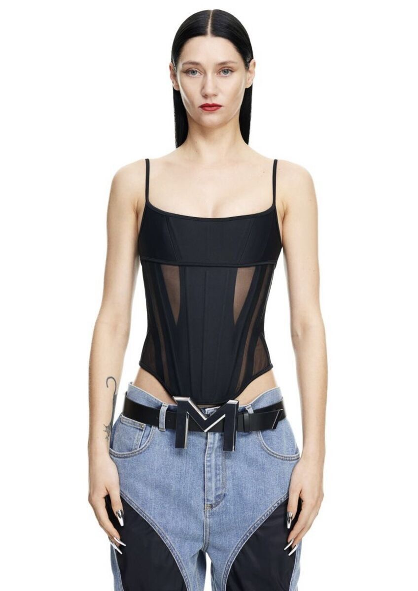 Mugler Mugler x H&M Mesh-Paneled Corset Top Black Size M Size M / US 6-8 / IT 42-44 - 3 Thumbnail
