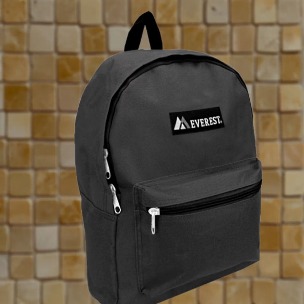 Vintage Everest Backpack Medium Gray Polyester Padded Shoulder Straps Travel Zip Closure School Mens Size ONE SIZE - 1 Preview