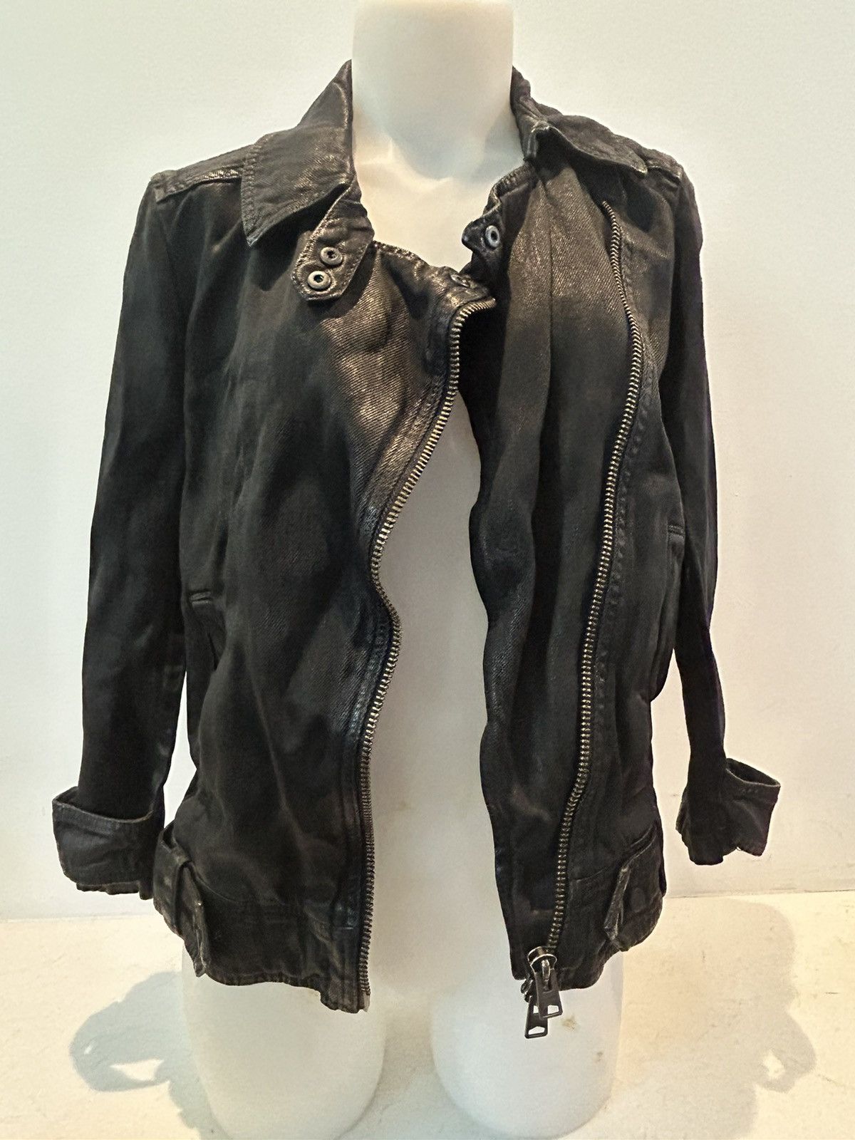 Allsaints New waxed coated cotton black Allsaints jacket Size S / US 4 / IT 40 - 2 Thumbnail