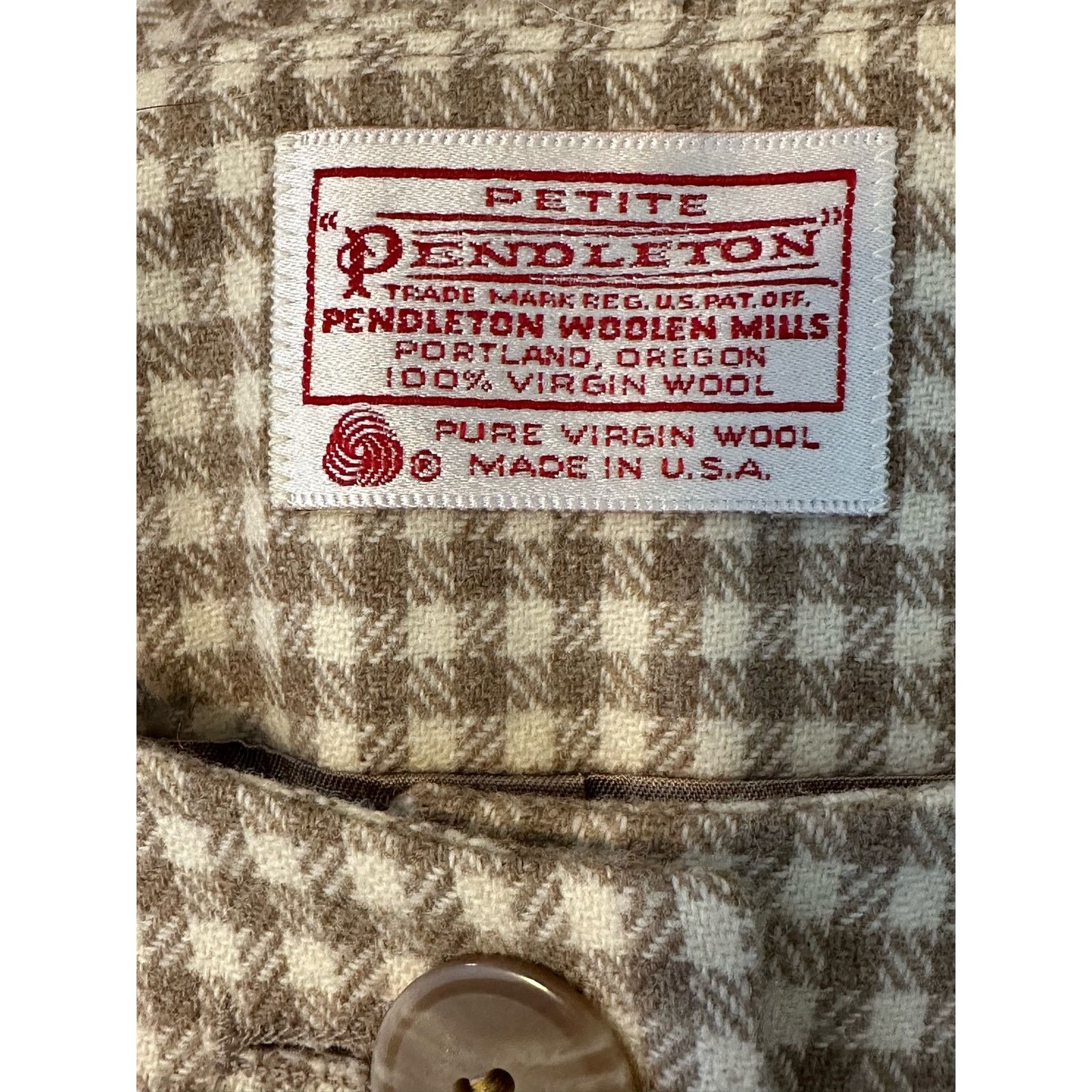 Pendleton Pendleton vintage beige gingham wool button blazer size P14 Size XL / US 12-14 / IT 48-50 - 3 Thumbnail