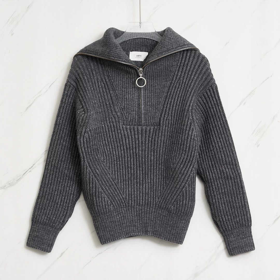 AMI Ami Paris Women's Solid Zip Collar Knit Size M / US 6-8 / IT 42-44 - 1 Thumbnail