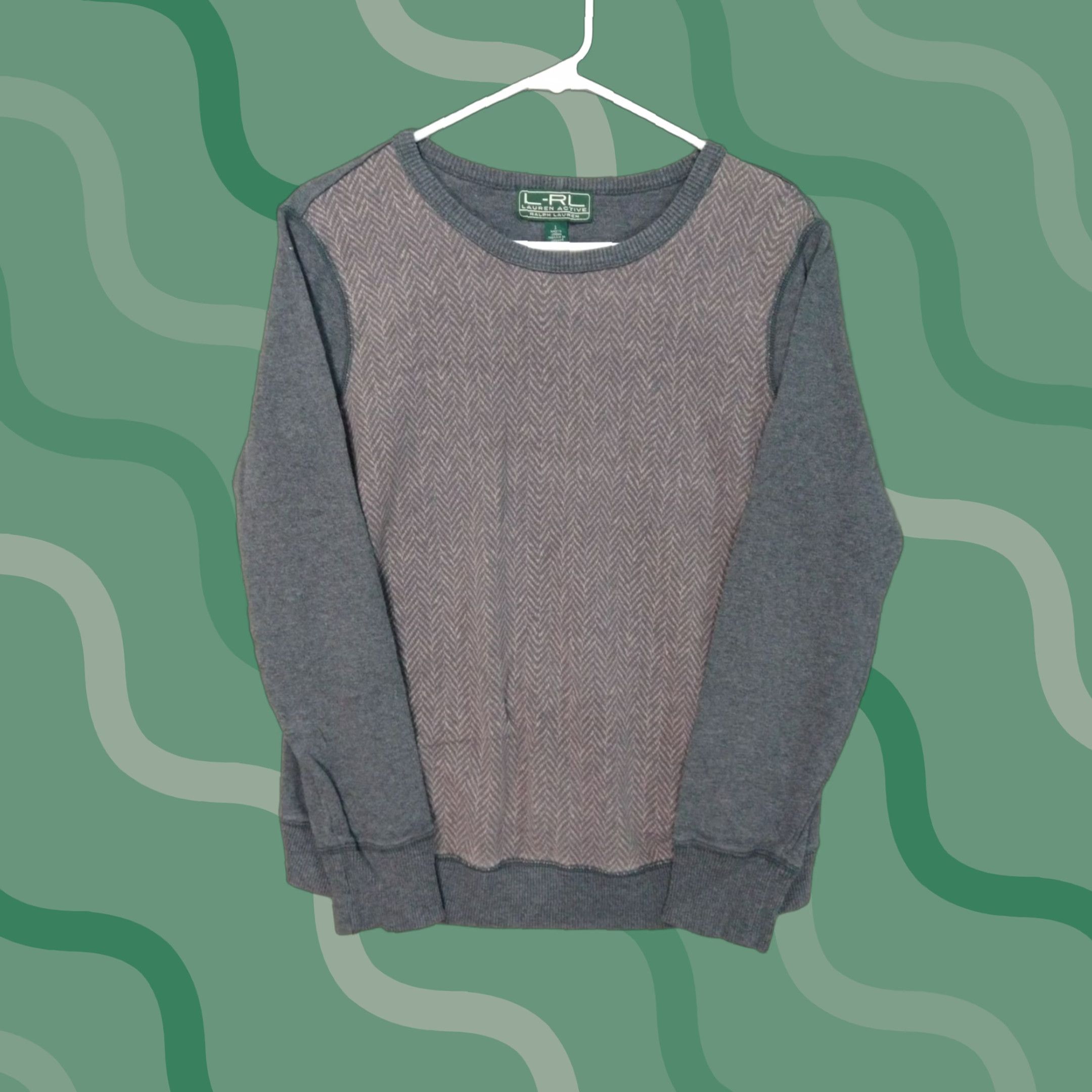 Ralph Lauren Ralph Lauren Sweater Mens Large Gray Herringbone Crew Neck Pullover Long Sleeve Cotton Classic Preppy Casual Travel Size US L / EU 52-54 / 3 - 1 Thumbnail