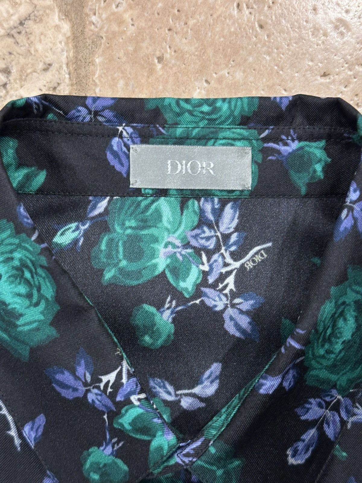 Dior Dior x Kim Jones Green Rose Print Silk Button Up Shirt Size US M / EU 48-50 / 2 - 4 Thumbnail