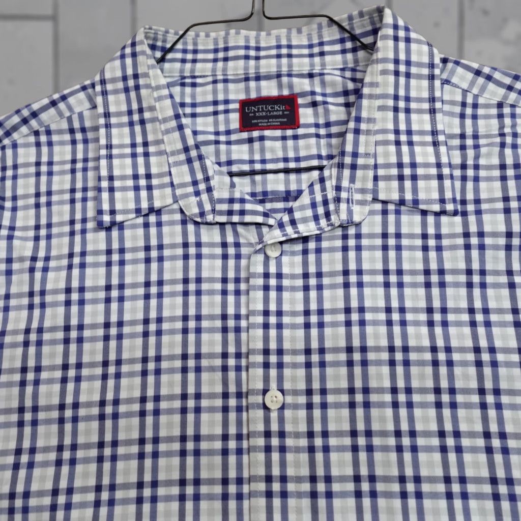 UNTUCKit UNTUCKit Shirt 3XL Blue Plaid Performance Nylon Elastane Allendale Shirt Men Long Sleeve Button-Up Collared Nylongal Flower Pattern Size US XXL / EU 58 / 5 - 1 Thumbnail