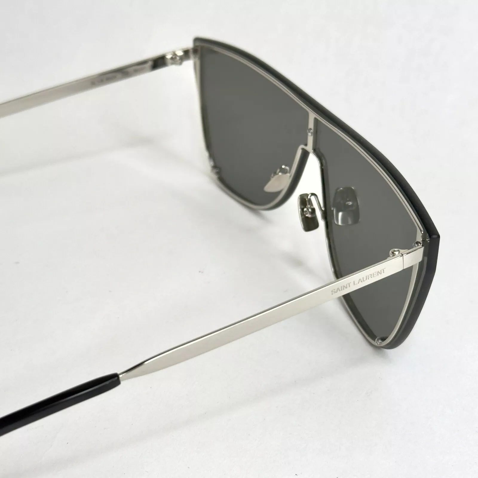 Yves Saint Laurent SAINT LAURENT MASK YSL SL1B 002 Silver Black Sunglass SL1 Size ONE SIZE - 9 Thumbnail