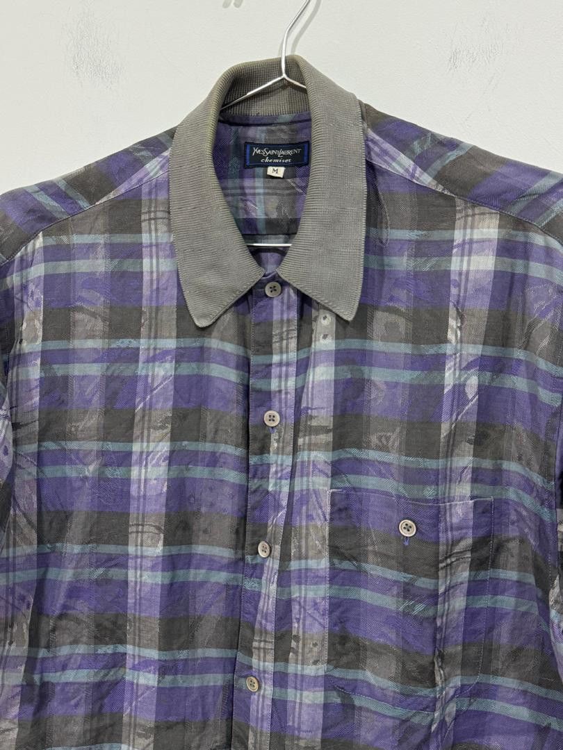 Yves Saint Laurent Vintage 80s Yves Saint Laurent Chemises Checkered Shirt Size US M / EU 48-50 / 2 - 2 Thumbnail