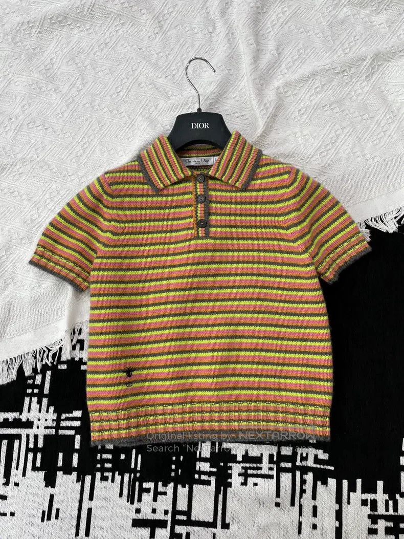 Dior Dior Colourful striped cashmere knitted short sleeves Size XS / US 0-2 / IT 36-38 - 1 Thumbnail
