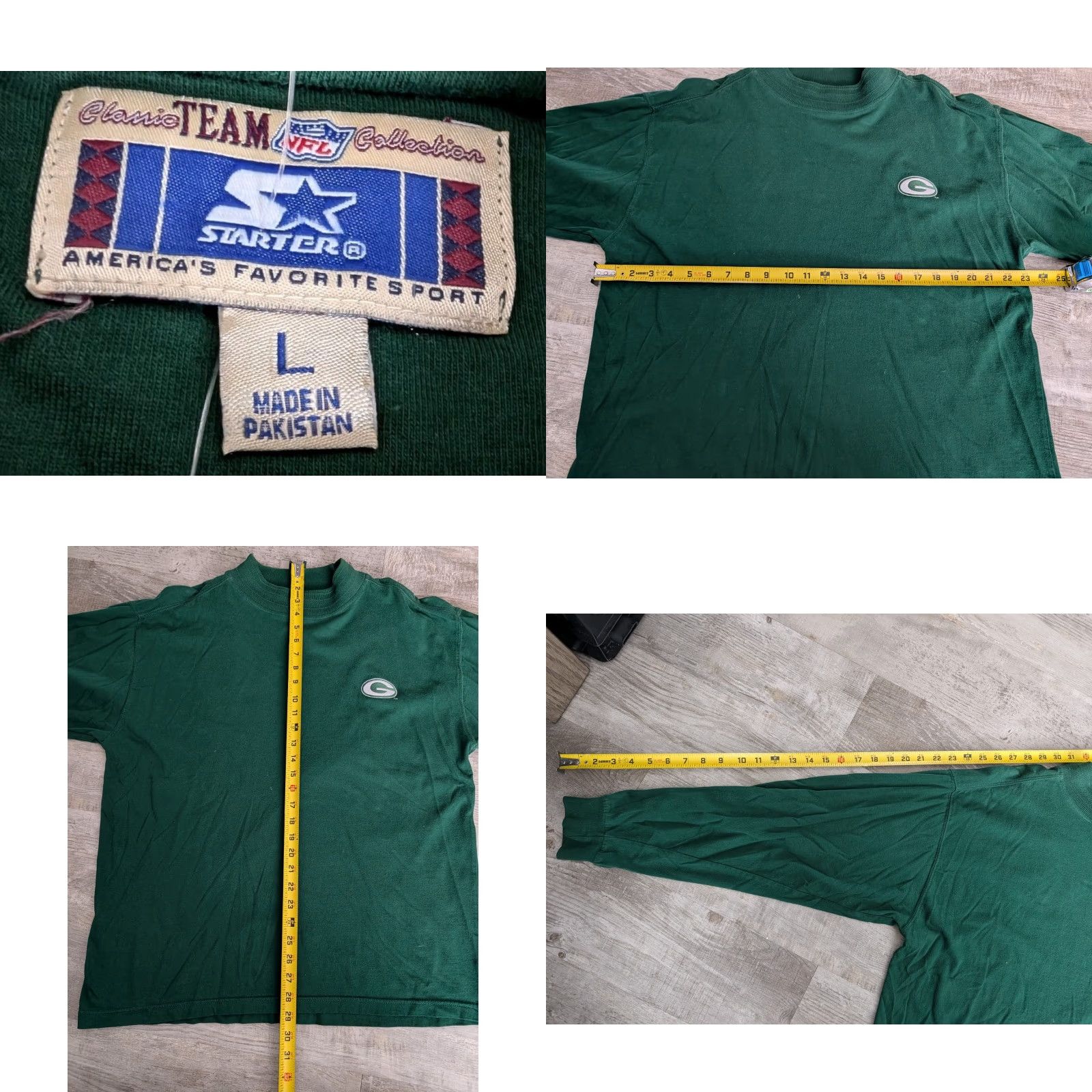 Starter VINTAGE Starter Green Bay Packers Team Starter Classic L/S Mock Neck Mens Shirt Size L Size US L / EU 52-54 / 3 - 8 Thumbnail