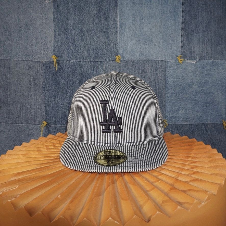 New Era 7 5/8 -Vintage Y2K Los angeles LA dodgers stripe 00s MLB hat Size ONE SIZE - 1 Thumbnail
