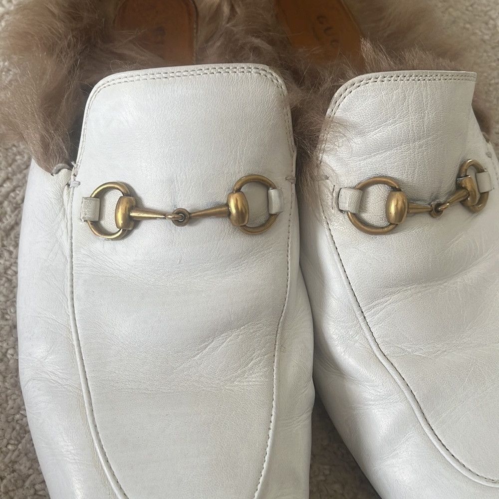Gucci GUCCI WHITE FUR SLIDE LOAFER Size US 8.5 / IT 38.5 - 6 Thumbnail