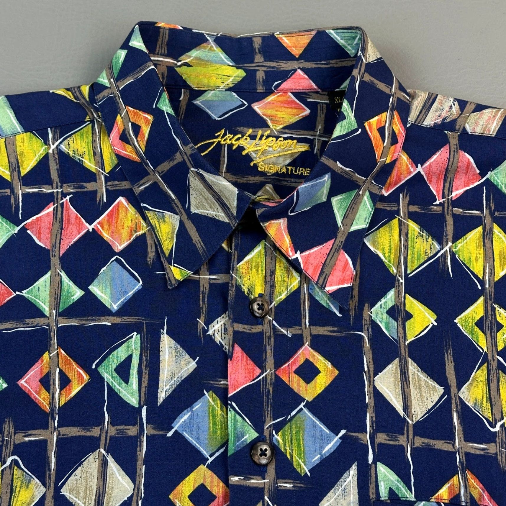 Vintage VINTAGE Jack Lipson Signature Shirt Mens XL Blue Abstract Geometric Button Up Shirt Mens XL Blue Abstract Geometric Button Up Size US XL / EU 56 / 4 - 2 Thumbnail