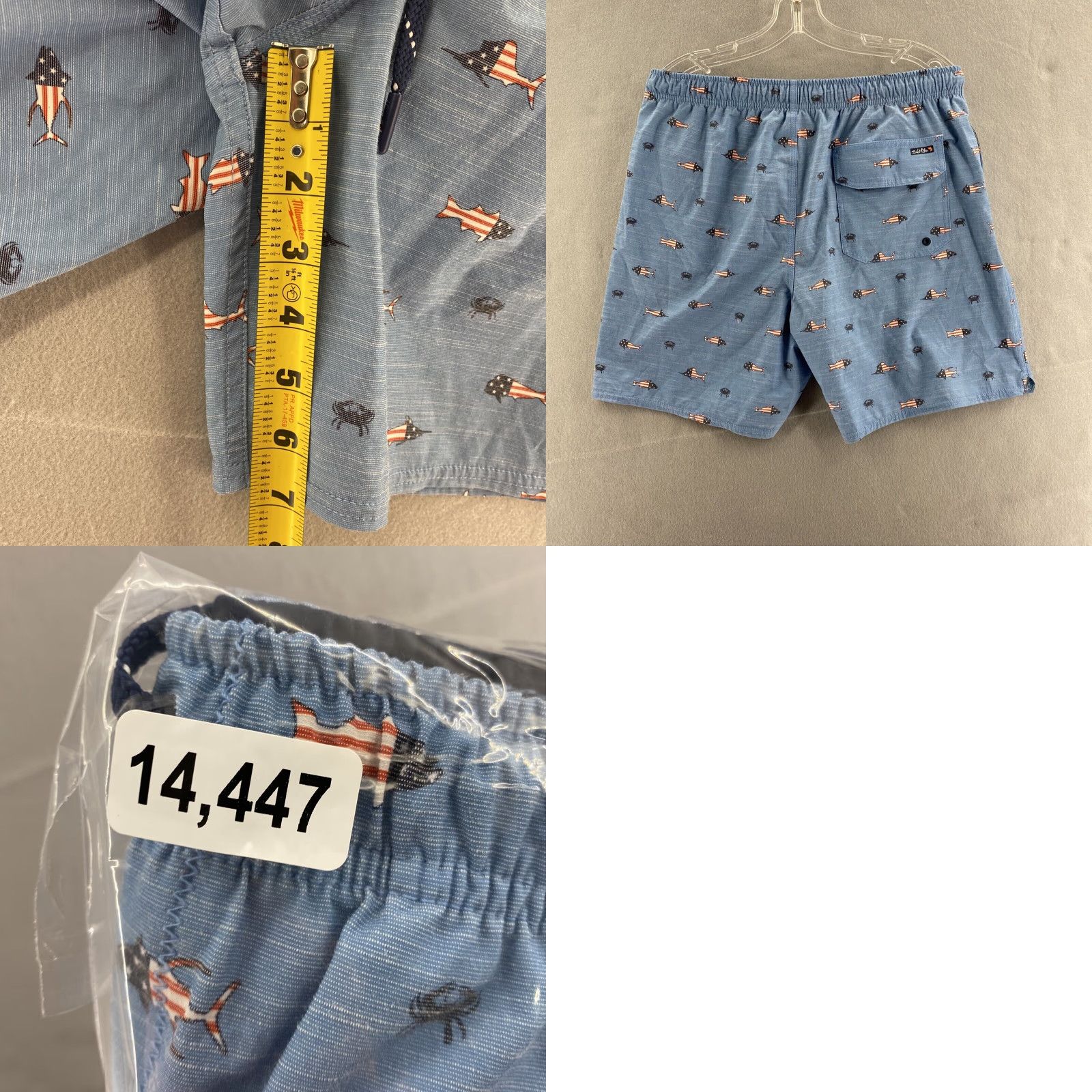 Vintage Salt Life Swim Trunks Men’s XL Blue Surfing Board Short Drawstring Fish AOP Size US 36 / EU 52 - 8 Thumbnail