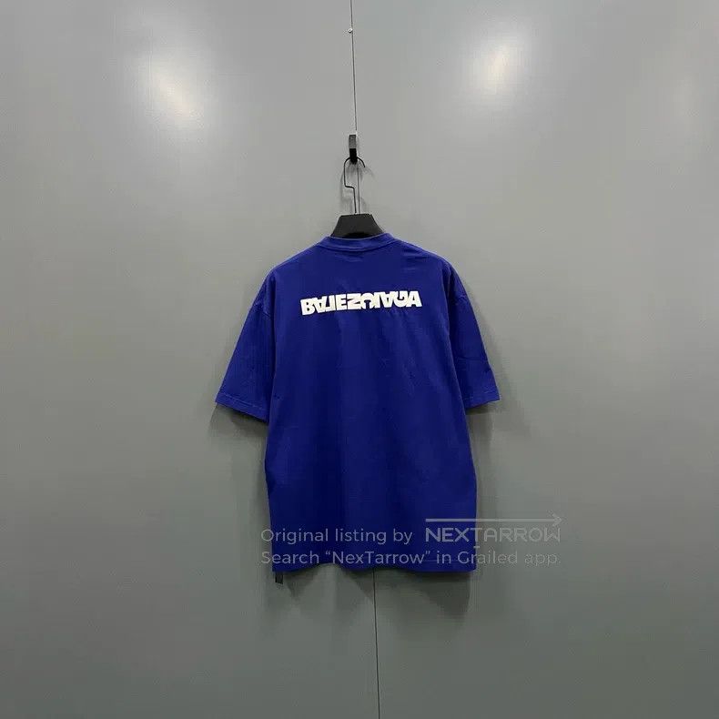 Balenciaga Balenciaga Blue Logo Embroidered Short Sleeve Size US S / EU 44-46 / 1 - 2 Thumbnail