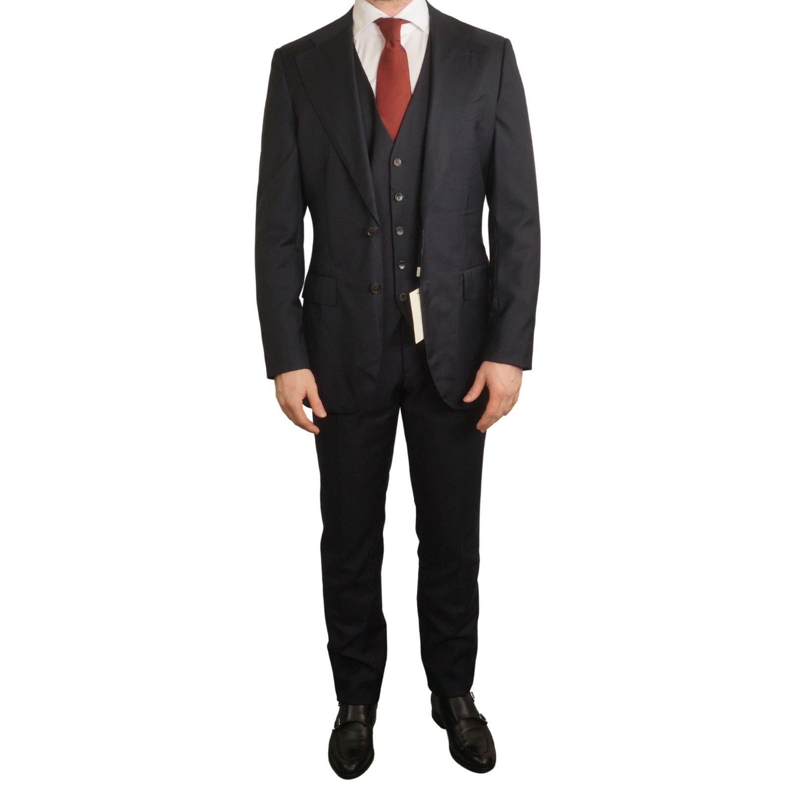 Suitsupply Men Suitsupply 3 Piece Suit La Spalla Navy Peak Lapel US40L Size 40L - 1 Thumbnail