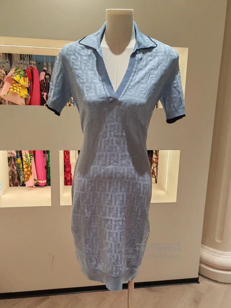Fendi Fendi Blue floral pattern knitted dress Size XS / US 0-2 / IT 36-38 - 1 Thumbnail
