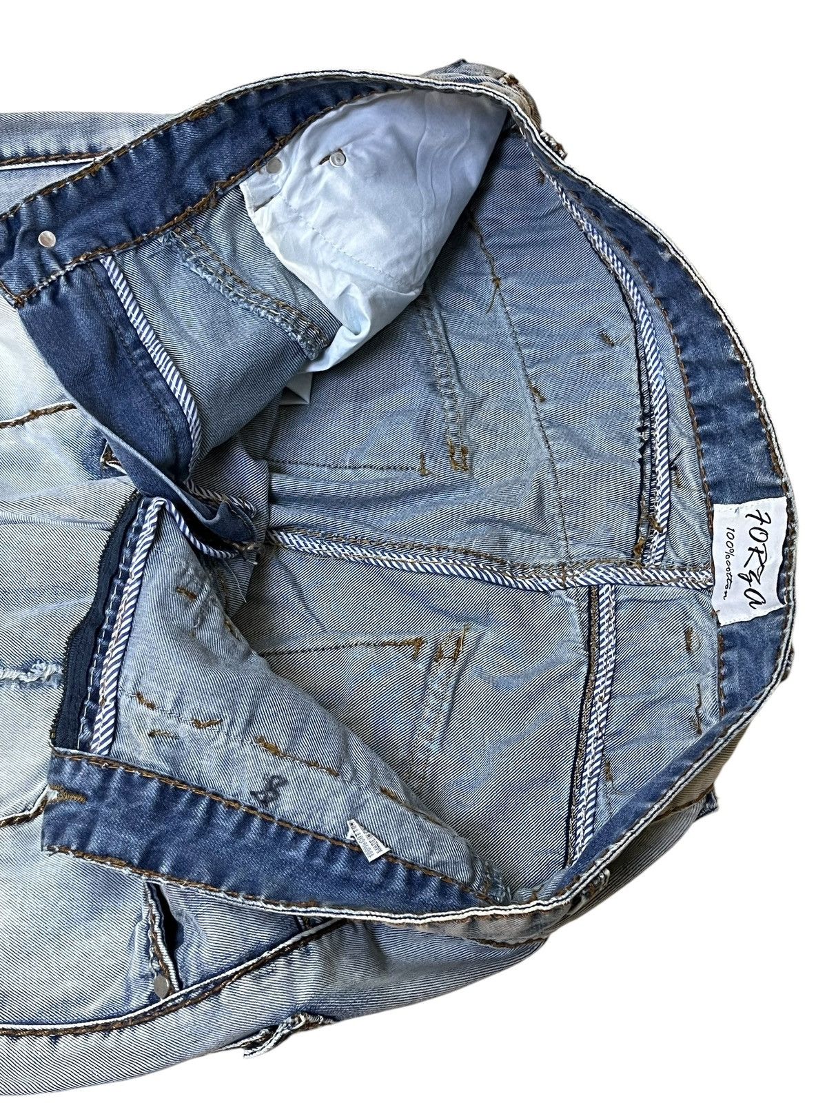 Japanese Brand SICK🔥JAPANESE BRAND FORZA DISTRESSED STYLE JEANS Size US 35 - 13 Thumbnail